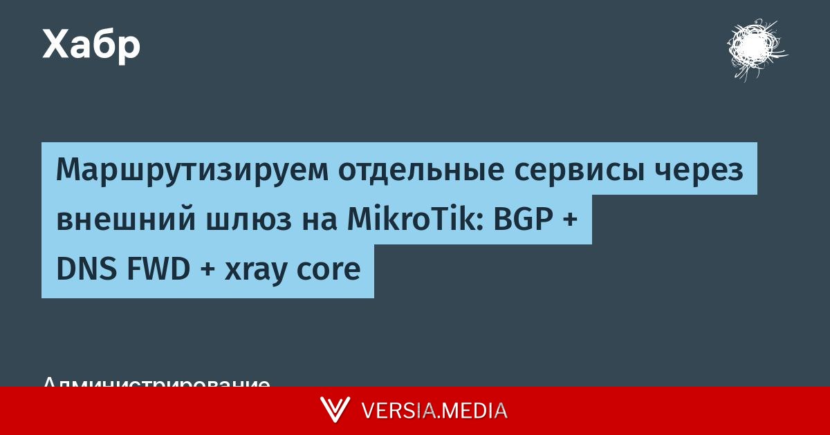 Маршрутизируем отдельные сервисы через внешний шлюз на MikroTik: BGP + DNS FWD + xray core — Cybersecurity | Versia.media