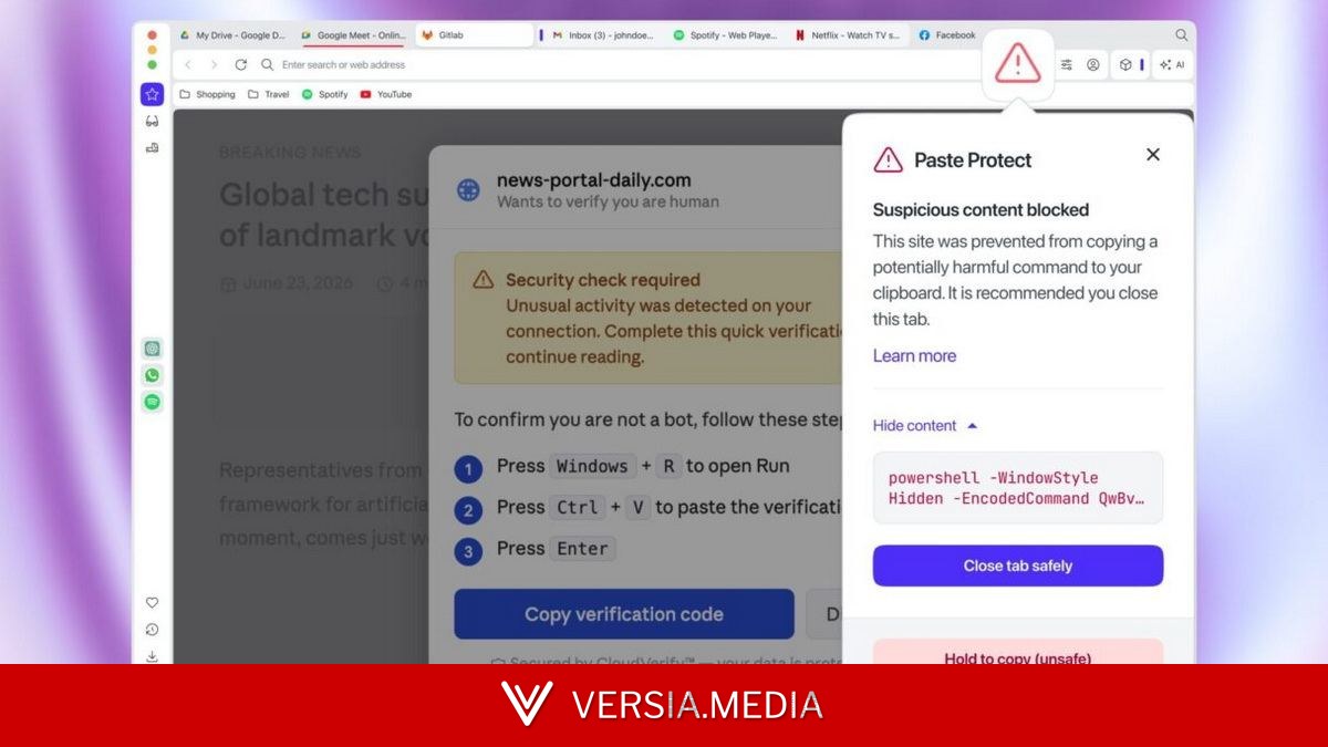 В Opera появилась функция для защиты от ClickFix-атак