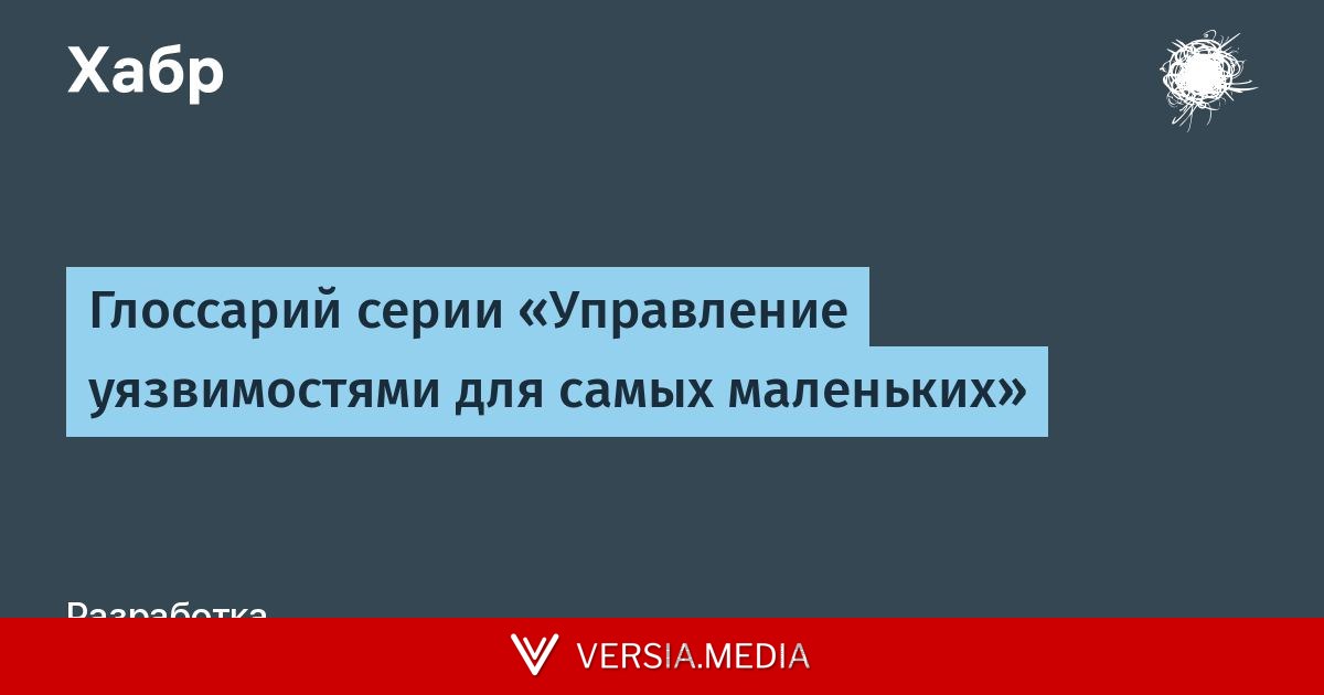 Глоссарий серии «Управление уязвимостями для самых маленьких» — Cybersecurity | Versia.media